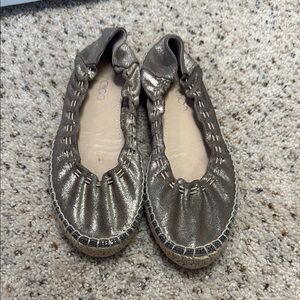 Jimmy Choo Metallic Silver Moccasin Espadrilles